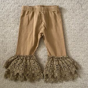 Mustard Pie brown crochet-lace ruffle leggings, 12M.